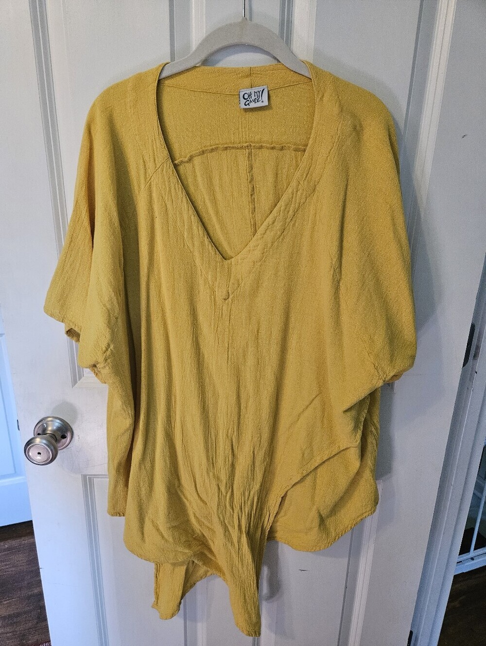 Oh My Gauze! Ochre Yellow V-Neck Gauzy Tunic Top